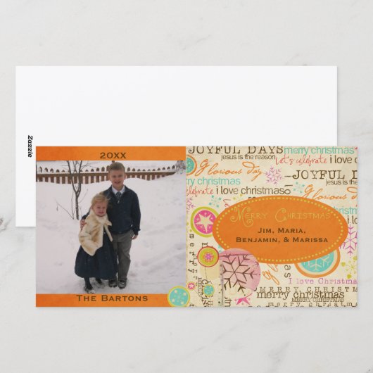 Whimsical Kerstvakantie fotokaart Feestdagenkaart (Voorkant / Achterkant)