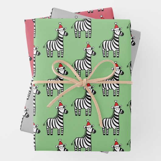 Whimsical-kerstZebras Inpakpapier Vel (In situ)