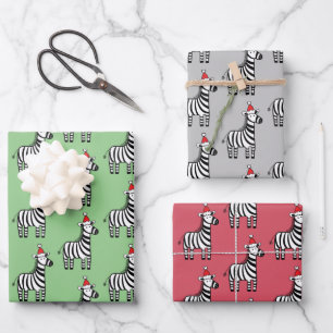 Whimsical-kerstZebras Inpakpapier Vel