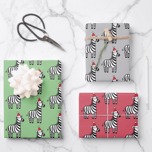 Whimsical-kerstZebras Inpakpapier Vel (Voorkant)