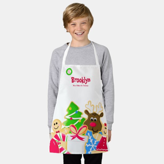 Whimsical Kids Christmas Baking Cookie Exchange Schort (Gedragen)