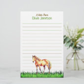 Whimsical Kid's Name HORSE Lined Stationery Briefpapier (Staand voorkant)