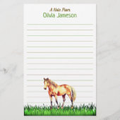 Whimsical Kid's Name HORSE Lined Stationery Briefpapier (Voorkant)