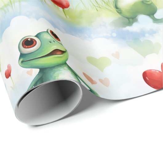 Whimsical Kikker hartballonnen Cadeaupapier (Rol Hoek)