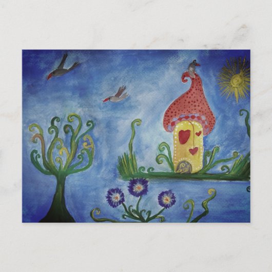 Whimsical Kind Illustratie Liefde Huis Briefkaart (Voorkant)