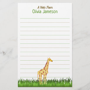 Whimsical Kind naam GIRAFFE bekleed briefpapier