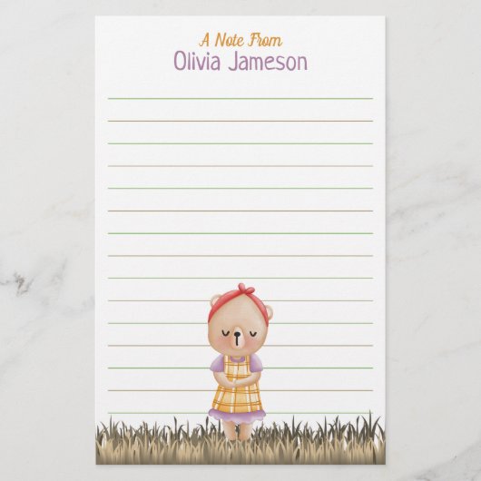 Whimsical Kind naam Prairie Beer gevoerd briefpapi Briefpapier (Voorkant)