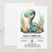 Whimsical Kinder aangepaste dinosaurus Verjaardag Kaart (Voorkant / Achterkant)