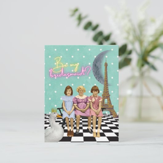 Whimsical Kinder Bridesmaid Request Briefkaart (Staand voorkant)