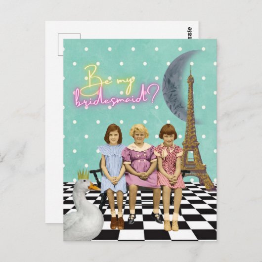 Whimsical  Kinder Bridesmaid Request Briefkaart (Voorkant / Achterkant)