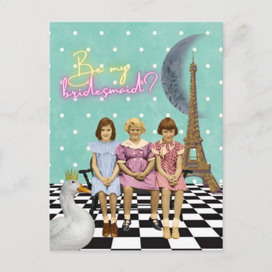 Whimsical  Kinder Bridesmaid Request Briefkaart (Voorkant)