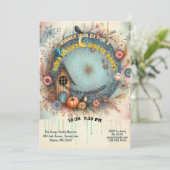 Whimsical Kinder spookhuis feest pastel Herfst ple Kaart (Staand voorkant)