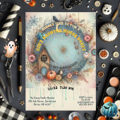 Whimsical Kinder spookhuis feest pastel Herfst ple Kaart