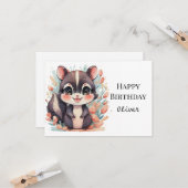 Whimsical kinder stinkdier verjaardag kaart (Voorkant / Achterkant in situ)