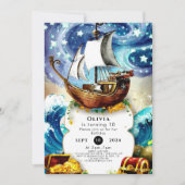 Whimsical Kinderen Boat Pirate Verjaardag Kaart (Voorkant)