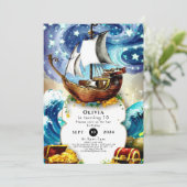 Whimsical Kinderen Boat Pirate Verjaardag Kaart (Staand voorkant)