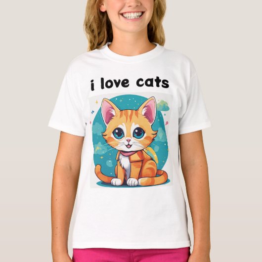 Whimsical Kinderen Cat T-shirt Collectie: Speels d (Voorkant)