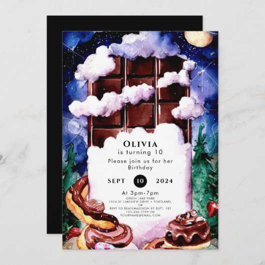 Whimsical Kinderen Chocolade Verjaardag Kaart (Voorkant / Achterkant)