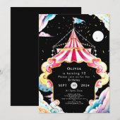 Whimsical Kinderen Circus Verjaardag Kaart (Voorkant / Achterkant)