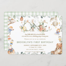 Whimsical kinderkamer rijm groen 1e verjaardag