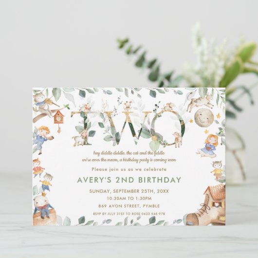 Whimsical kinderkamer rijm groen 2e verjaardag kaart (Staand voorkant)