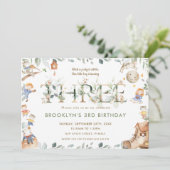 Whimsical kinderkamer rijm groen 3e verjaardag kaart (Staand voorkant)