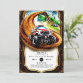 Whimsical Kindermonster Truck Verjaardag Kaart (Staand voorkant)