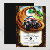 Whimsical Kindermonster Truck Verjaardag Kaart (Voorkant / Achterkant)