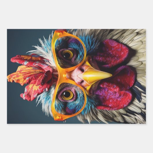 Whimsical Kip Decoupage Wrapping Papier Set-3 Inpakpapier Vel (Voorkant 3)