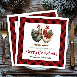 Whimsical kippen Kerst servetten bewerkbare naam