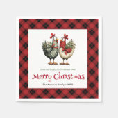Whimsical kippen Kerst servetten bewerkbare naam (Voorkant)