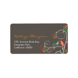 Whimsical Kissing Summer Birds Weddenschap Address Etiket