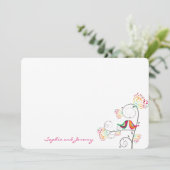 Whimsical Kissing Summer Tortelduifjes Dank je kaa Bedankkaart (Staand voorkant)