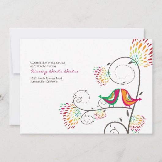 Whimsical Kissing Summer Tortelduifjes Weddenschap Kaart (Achterkant)