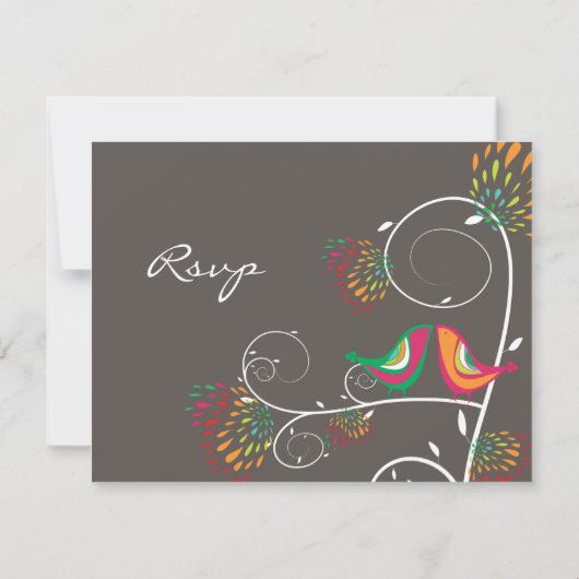 Whimsical Kissing Summer Tortelduifjes Weddenschap RSVP Kaartje (Achterkant)