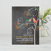 Whimsical Kissing Zomer Tortelduifjes Bruiloft Uit Kaart (Staand voorkant)