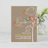 Whimsical Kissing Zomer Tortelduifjes Bruiloft Uit Kaart (Staand voorkant)