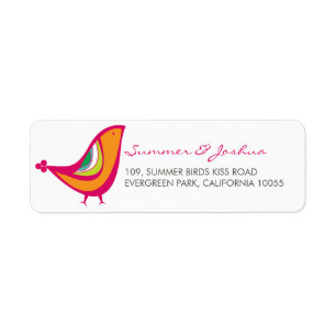 Whimsical Kissing Zomer Tortelduifjes Retouradres Etiket