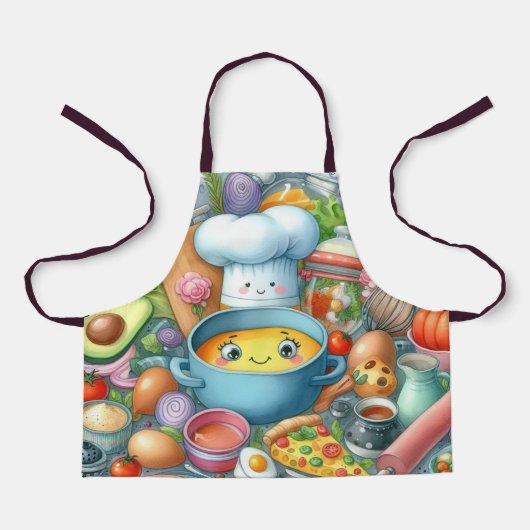 whimsical Kitchen Adventure Kids' Apron Schort (Voorkant)