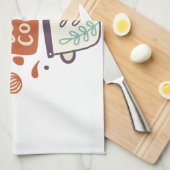 Whimsical Kitchen Scene met "Let's Cook" -tekst - Theedoek (Quarter Fold)