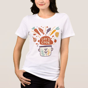 Whimsical Kitchen Scene met "Let's Cook" -tekst - Tri-Blend Shirt