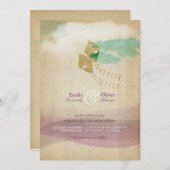 Whimsical Kites Summer Clouds Waterverf Weddenscha Kaart (Voorkant / Achterkant)