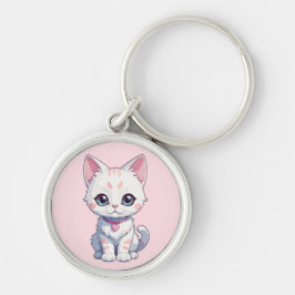 Whimsical Kitten Illustratie Sleutelhanger
