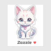 Whimsical Kitten Illustratie Sticker (Vel)