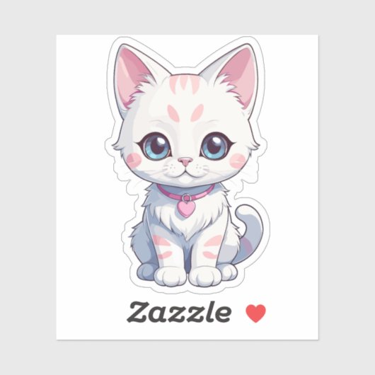 Whimsical Kitten Illustratie Sticker (Vel)