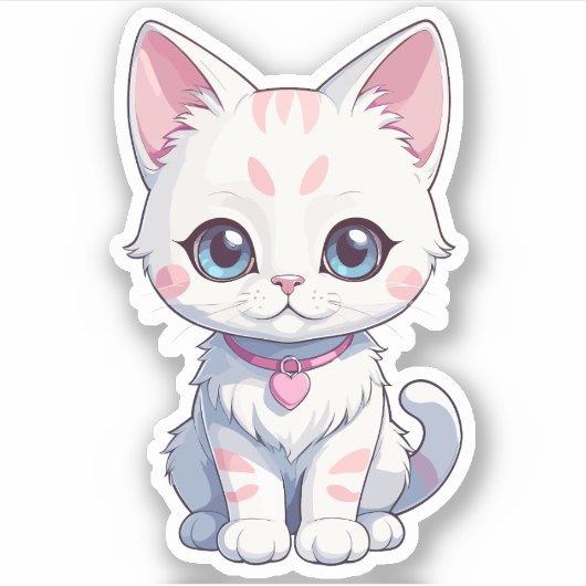 Whimsical Kitten Illustratie Sticker (Voorkant)
