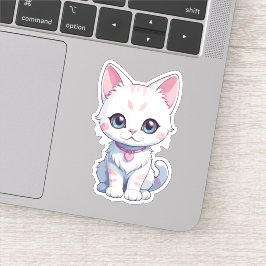 Whimsical Kitten Illustratie Sticker