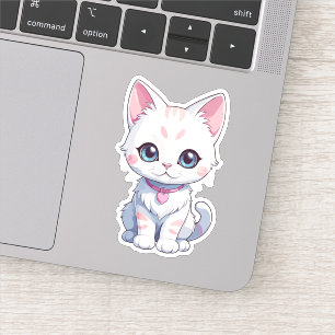 Whimsical Kitten Illustratie Sticker
