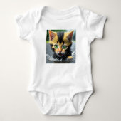 Whimsical Kitten Rain Run Baby Jersey Bodysuit (Voorkant)