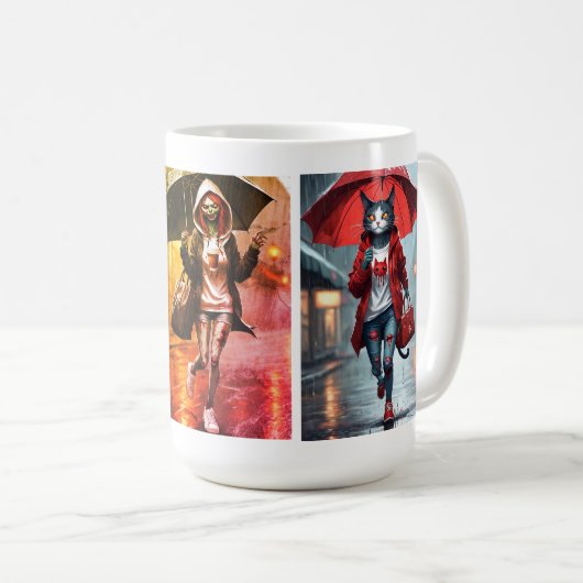 Whimsical Kitten Rain Run Classic Mok (Voorkant rechts)